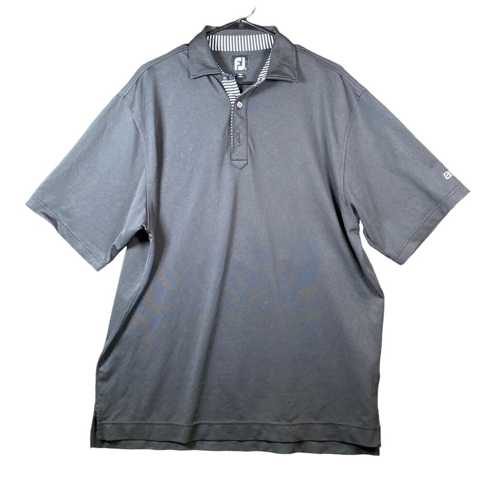 FootJoy Mens Shirt Black Golf Polo Athleisure Comfort Quick Dry Stretch Large